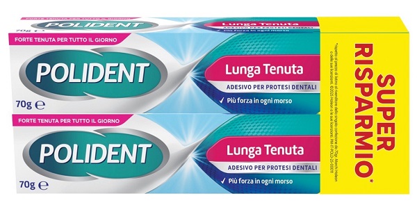 ADESIVO PROTESI DENTALI POLIDENT LUNGA TENUTA 2 TUBETTI X 70 G - Angeli Pharm
