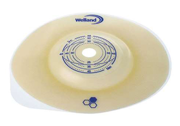 PLACCA PER COLOSTOMIA CONVESSA RITAGLIABILE AURUM2 DIAMETRO 13-35 MM FLANGIA 55 MM 5 PEZZI - Angeli Pharm