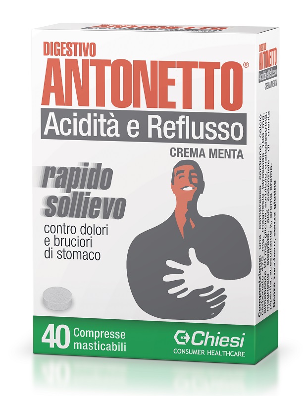 DIGESTIVO ANTONETTO ACIDITA' E REFLUSSO CREMA ALLA MENTA 40 COMPRESSE MASTICABILI - Angeli Pharm