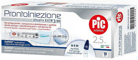 SIRINGA PIC SOLUTION PRONTO INIEZIONE 2,5 ML AGO GAUGE 23 1 1/4 10 PEZZI - Angeli Pharm