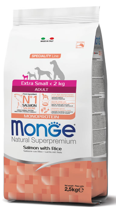 MONGE EXTRA SMALL ADULT SALMONE & RISO 800 G - Angeli Pharm