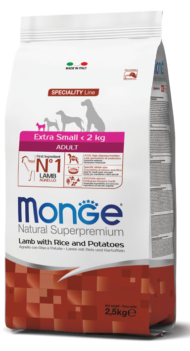 MONGE EXTRA SMALL ADULT AGNELLO RISO & PATATE 800 G - Angeli Pharm