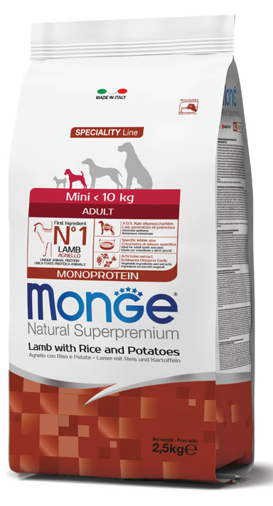 MONGE MINI ADULT AGNELLO RISO & PATATE 2500 G - Angeli Pharm