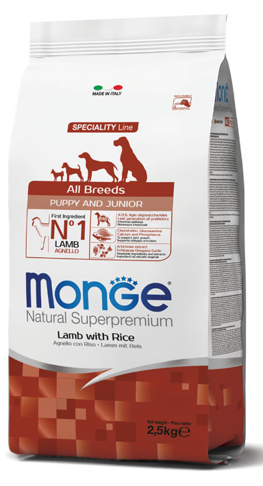 MONGE ALL BREEDS PUPPY AGNELLO & RISO 2500 G - Angeli Pharm