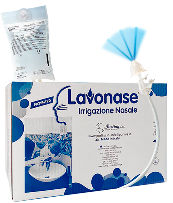 LAVONASE 2 BLISTER STERILI + 10 SACCHE SOLUZIONE FISIOLOGICAPER LAVAGGI NASALI + 1 CLAMP + 1 VENTOSA - Angeli Pharm
