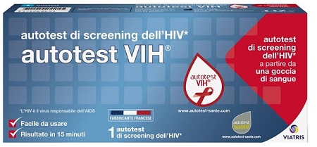 AUTOTEST VIH SCREENING DELL'HIV CONTIENE 1 AUTOTEST + SOLUZIONE + BISTURI + CEROTTO + GARZA + SALVIETTA DISINFETTANTE - Angeli Pharm