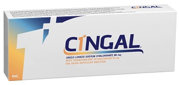 SIRINGA PRERIEMPITA INTRA ARTICOLARE CINGAL 4 ML 22MG/ML ACIDO RETICOLATO CON 4,5 MG/ML TRIAMCINOLONE ESACETONIDE - Angeli Pharm