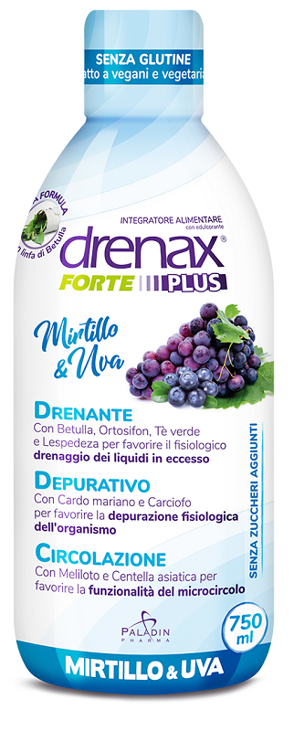 DRENAX FORTE PLUS ORIGINALE CON MIRTILLO E UVA 750 ML - Angeli Pharm