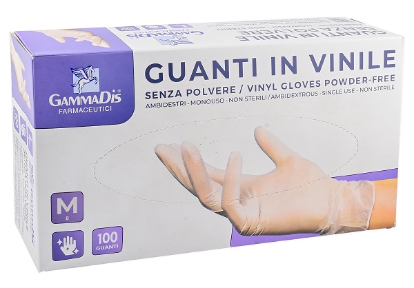 GUANTI VINILE SENZA POLVERE MEDIUM 100 PEZZI GAMMADIS - Angeli Pharm