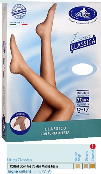 SAUBER COLLANT OPEN TOE MAGLIA LISCIA 70 DEN COLORE NEUTRO BEIGE TAGLIA 3 LINEA CLASSICA - Angeli Pharm