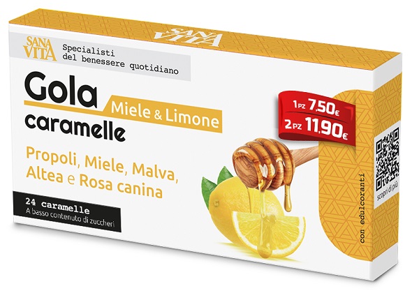 SANAVITA GOLA MIELE & LIMONE 24 CARAMELLE - Angeli Pharm
