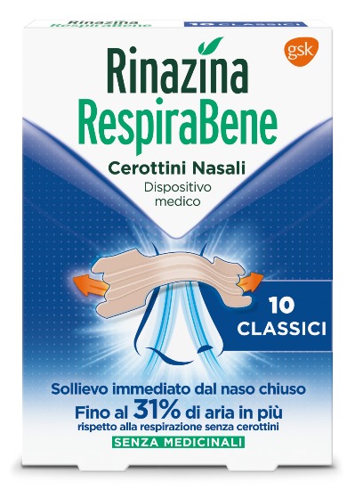 RINAZINA RESPIRABENE CEROTTI NASALI CLASSICI CARTON 10 PEZZI - Angeli Pharm