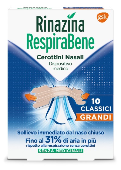 RINAZINA RESPIRABENE CEROTTI NASALI CLASSICI GRANDI CARTON 10 PEZZI - Angeli Pharm