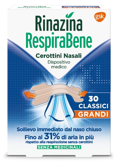 RINAZINA RESPIRABENE CEROTTI NASALI CLASSICI GRANDI CARTON 30 PEZZI - Angeli Pharm