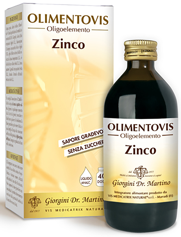 OLIMENTOVIS OLIGOELEMENTO ZINCO LIQUIDO ANALCOLICO SENZA ZUCCHERI 200 ML 40 DOSI - Angeli Pharm