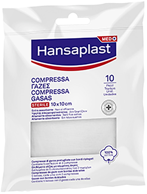 HANSAPLAST GARZA COMPRESSA 10 X 10 CM 10 PEZZI - Angeli Pharm