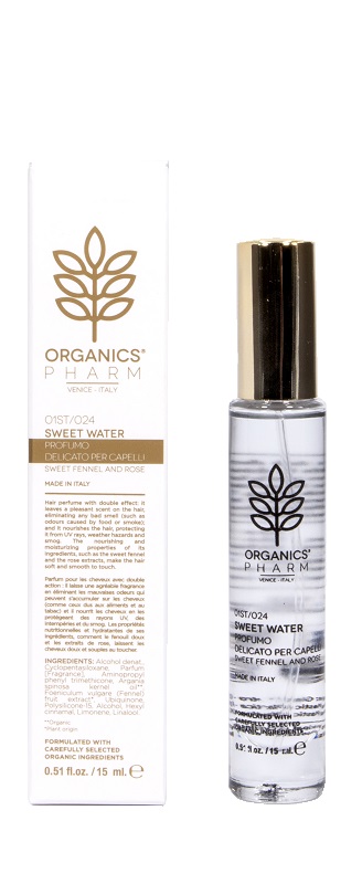 ORGANICS PHARM SWEET WATER PROFUMO DELICATO PER CAPELLI FINOCCHIO E ROSA 15 ML - Angeli Pharm