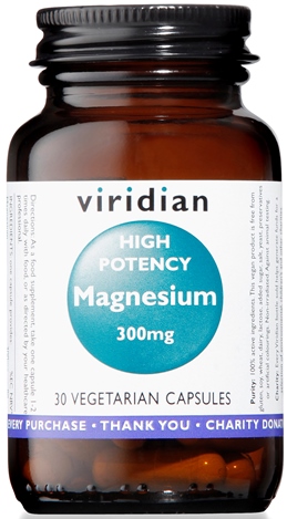 VIRIDIAN MAGNESIUM 300MG HIGH POTENCY 30 CAPSULE VIRIDIAN MAGNESIO SUPERIORE ALTA CONCENTRAZIONE - Angeli Pharm