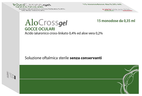 ALOCROSS SOLUZIONE OFTALMICA ACIDO IALURONICO CROSS-LINKATO 0,2% E ALOE VERA 15 MONODOSE DA 0,35 ML - Angeli Pharm