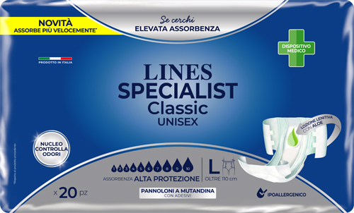 PANNOLONE A MUTANDA LINES SPECIALIST CLASSIC ALTA PROTEZIONE MG 20 PEZZI - Angeli Pharm