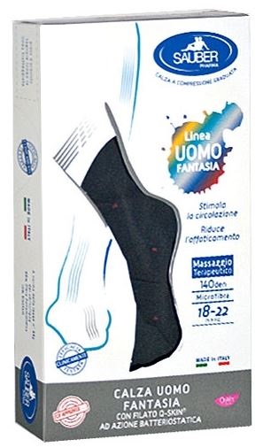 SAUBER CALZA UOMO FANTASIA Q-SKIN 140 DEN BLU POIS ROSSI TAGLIA P - Angeli Pharm