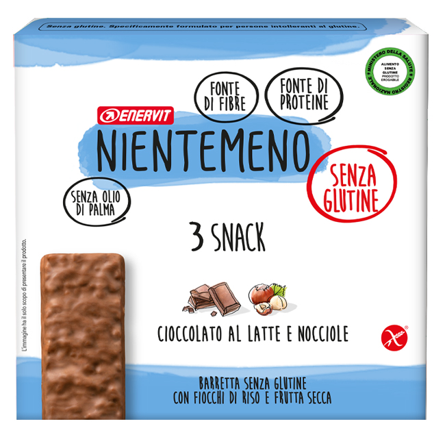 NIENTEMENO BAR CIOCCOLATO AL LATTE NOCCIOLE 3 X 33 G - Angeli Pharm