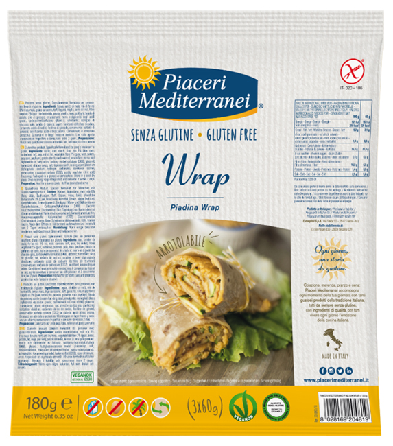PIACERI MEDITERRANEI PIADINA WRAP 180 G - Angeli Pharm