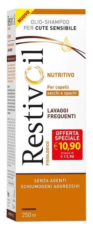 RESTIVOIL NUTRITIVO PER CAPELLI SECCHI E OPACHI LAVAGGI FREQUENTI OFFERTA SPECIALE 250 ML - Angeli Pharm