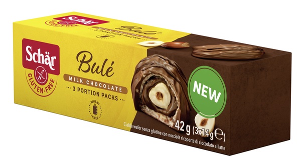 SCHAR BULE' CIALDE WAFER CON NOCCIOLA RICOPERTE DI CIOCCOLATO AL LATTE 3 PORZIONI DA 14 G - Angeli Pharm