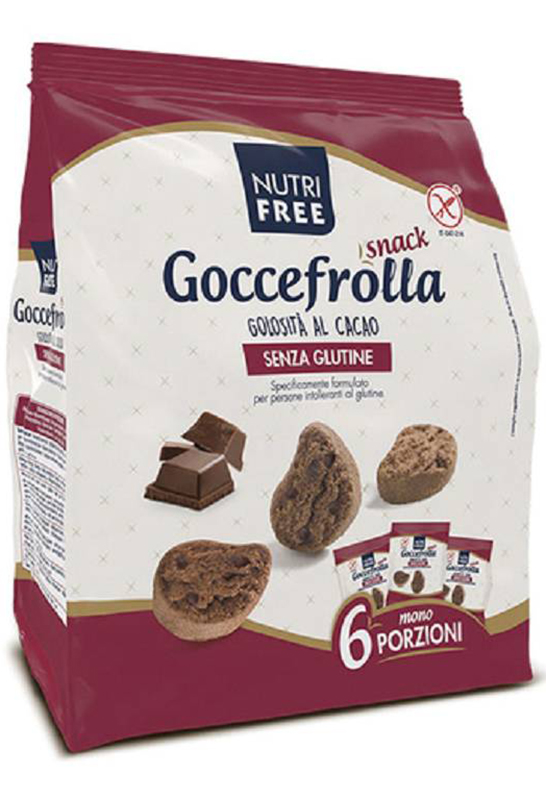 NUTRIFREE GOCCEFROLLA SNACK GOLOSITA' AL CACAO SENZA LATTOSIO 6 MONOPORZIONI DA 40 G - Angeli Pharm