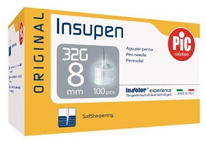 AGO PER PENNA PIC INSUPEN ORIGINAL GAUGE 32X8 MM 100 PEZZI - Angeli Pharm