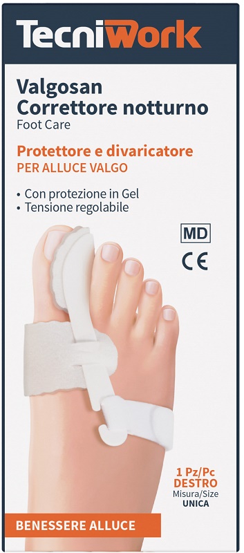 CORRETTORE NOTTURNO PER ALLUCE VALGO DESTRO MISURA UNICA VALGOSAN 1 PEZZO - Angeli Pharm