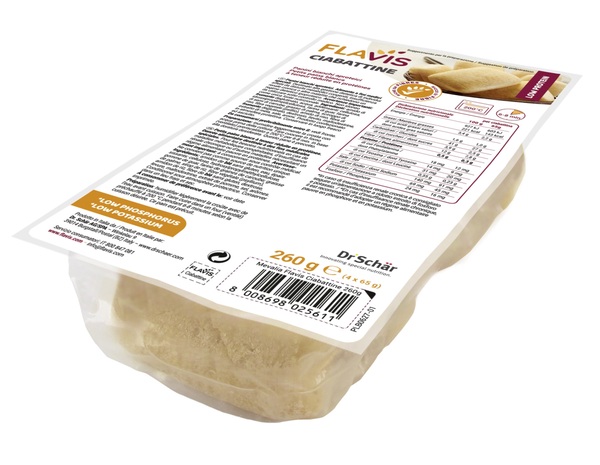 FLAVIS CIABATTINE PANINI BIANCHI APROTEICI 4 PEZZI DA 65 G - Angeli Pharm