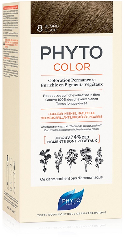 PHYTOCOLOR 8 BIONDO CHIARO 1 LATTE + 1 CREMA + 1 MASCHERA + 1 PAIO DI GUANTI - Angeli Pharm
