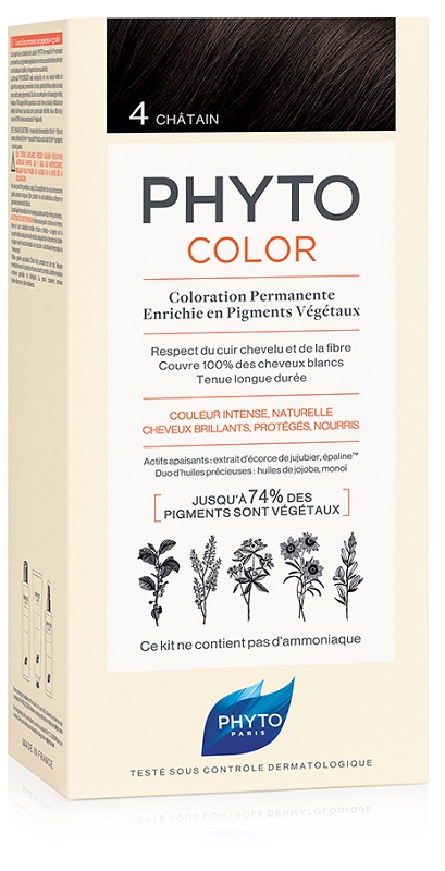 PHYTOCOLOR 4 CASTANO 1 LATTE + 1 CREMA + 1 MASCHERA + 1 PAIO DI GUANTI - Angeli Pharm