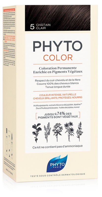 PHYTOCOLOR 5 CASTANO CHIARO 1 LATTE + 1 CREMA + 1 MASCHERA + 1 PAIO DI GUANTI - Angeli Pharm