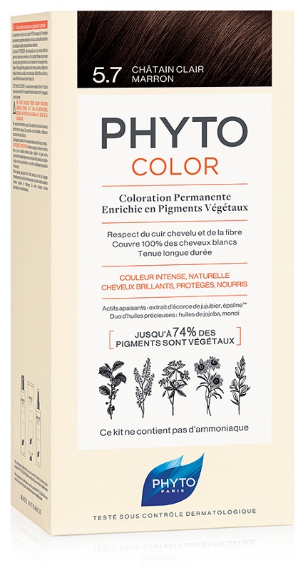 PHYTOCOLOR 5,7 CASTANO CHIARO TAB LATTE + CREMA + MASCHERA + 1 PAIO DI GUANTI - Angeli Pharm