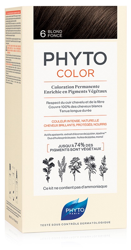 PHYTOCOLOR 6 BIONDO SCURO 1 LATTE+ 1 CREMA + 1 MASCHERA + 1 PAIO DI GUANTI - Angeli Pharm