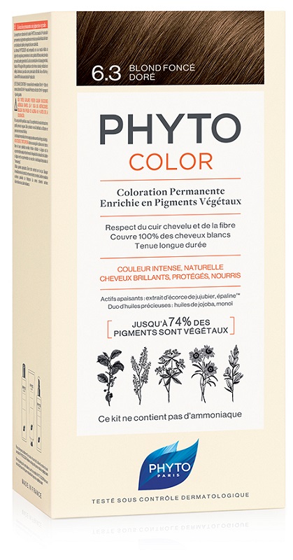 PHYTOCOLOR 6.3 BIONDO SCU DOR 1 LATTE + 1 CREMA + 1 MASCHERA + 1 PAIO DI GUANTI - Angeli Pharm