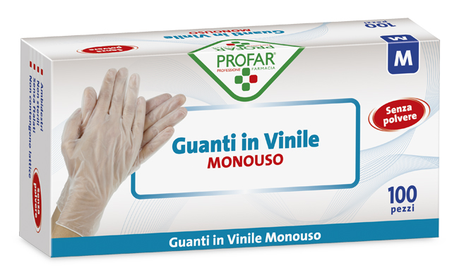 PROFAR GUANTO IN VINILE SENZA POLVERE M 100 PEZZI - Angeli Pharm