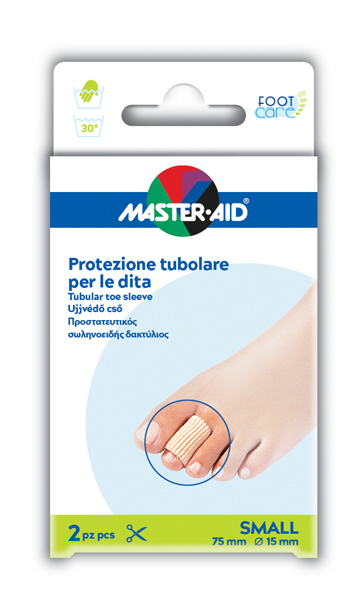 PROTEZIONE TUBOLARE IN GEL MASTER-AID FOOTCARE ELASTICIZZATO SMALL 7,5 CM 15 MM 2 PEZZI C4 - Angeli Pharm
