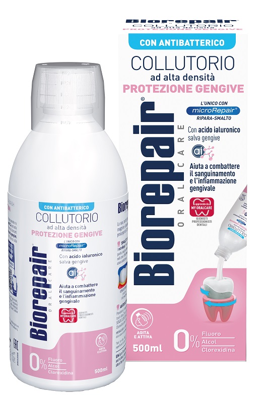 BIOREPAIR ORAL CARE COLLUTORIO ALTA INTENSITA' CON ANTIBATTERICO PROTEZIONE GENGIVE 500 ML - Angeli Pharm
