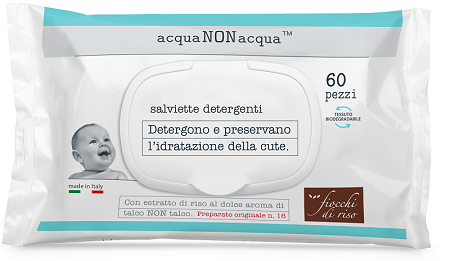 FIOCCHI DI RISO ACQUA NON ACQUA SALVIETTE DETERGENTI 60 PEZZI - Angeli Pharm