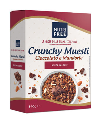 NUTRIFREE CRUNCHY MIX CIOCCOLATO E MANDORLE 340 G - Angeli Pharm