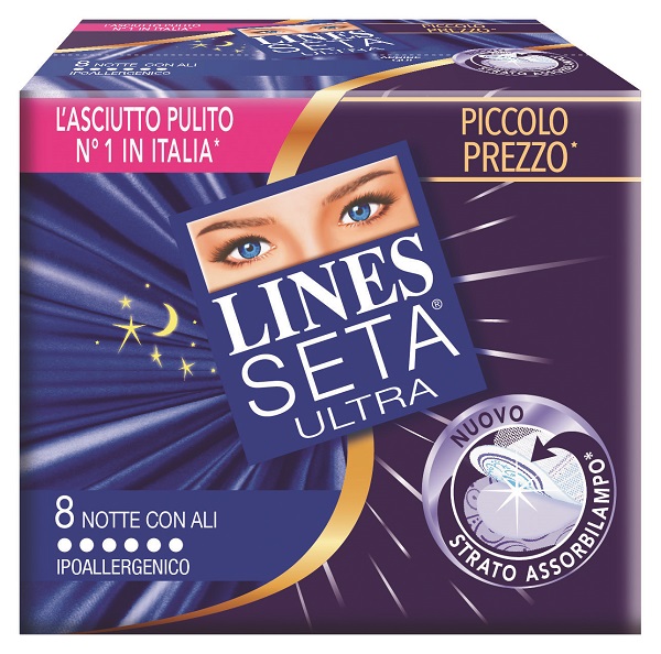 LINES SETA ULTRA ASSORBENTI CON ALI NOTTE 10 PEZZI - Angeli Pharm