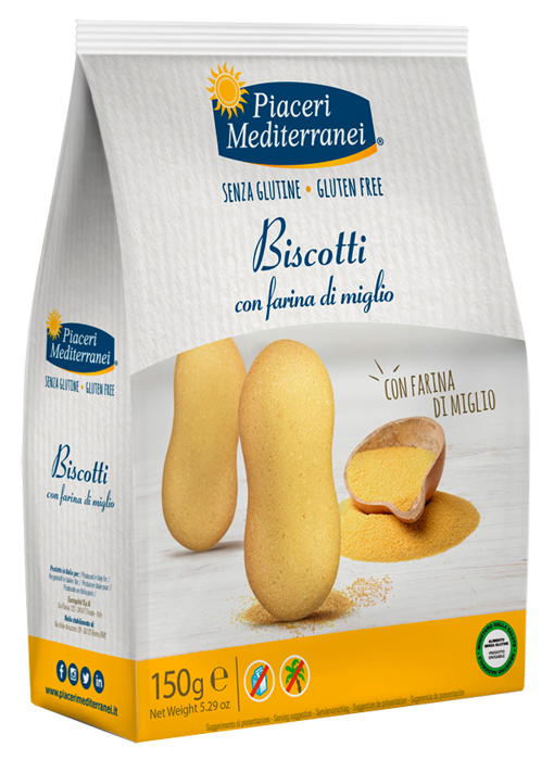 PIACERI MEDITERRANEI BISCOTTI FARINA DI MIGLIO 150 G - Angeli Pharm
