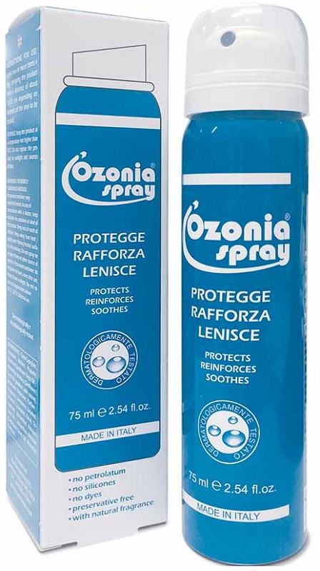OZONIA SPRAY A BASE DI OLIO OZONIZZATO PER CUTE E MUCOSE ARROSSATE INFIAMMATE DISTROFICHE SENSIBILI 75 ML - Angeli Pharm