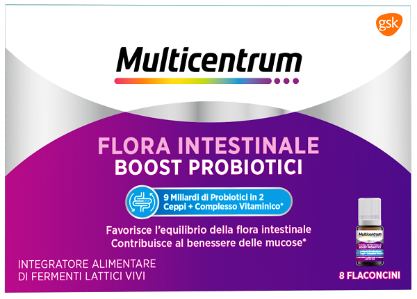 MULTICENTRUM FLORA INTESTINALE BOOST PROBIOTICI 8 FLACONCINI - Angeli Pharm