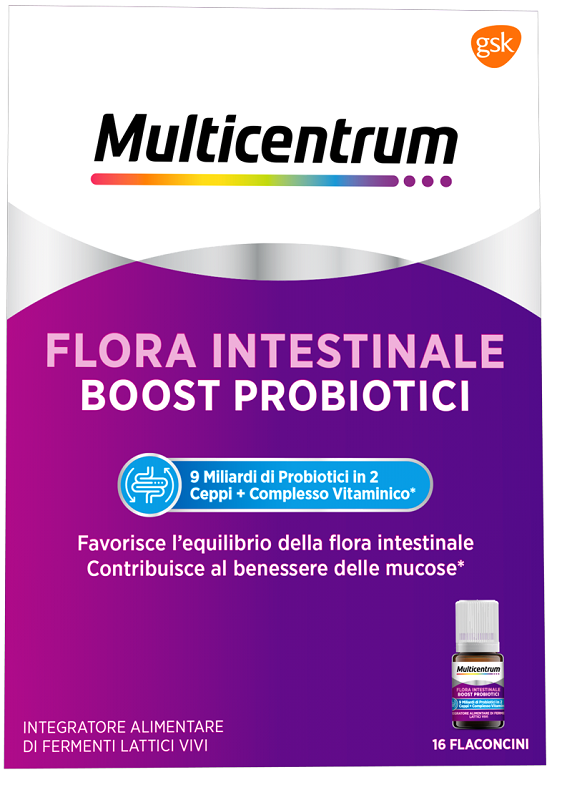 MULTICENTRUM FLORA INTESTINALE BOOST PROBIOTICI 16 FLACONCINI - Angeli Pharm
