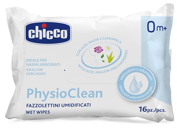 CHICCO FAZZOLETTINI UMIDIFICATI PHYSIOCLEAN 16 PEZZI - Angeli Pharm
